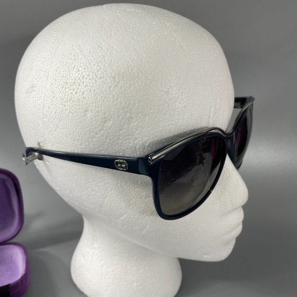 GUCCI⚡Navy Blue Cat Eye GG 3155 Gradient Lens Sunglasses W/Case - Picture 4 of 13